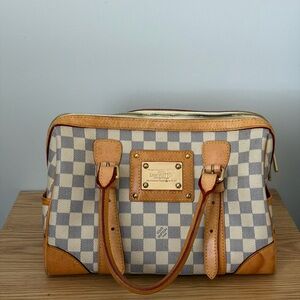 Louis Vuitton Damier Azur Satchel in Tan and Cream
